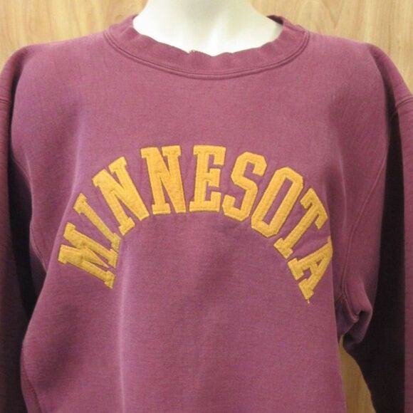 MINNESOTA Golden Gophers VINTAGE Sweatshirt Sz L Maroon U Of M Crewneck Made USA - Picture 2 of 12